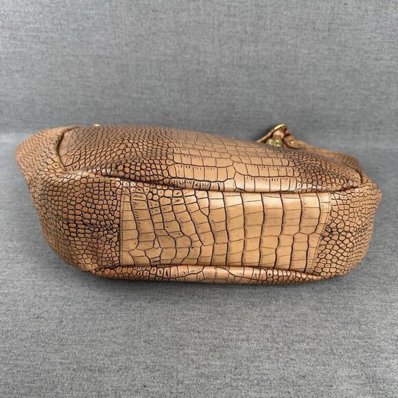 Vtg Brahmin Leather Handbag Large Tan Croc Embossed Smooth Tote Hobo Slouch Boho - Picture 4 of 16